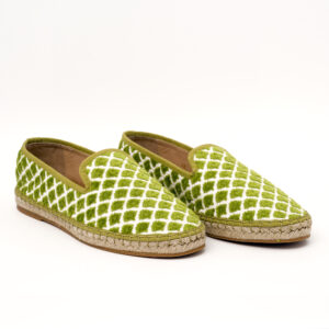 Espadrillas Babbuccia Quadretto Velluto Lime - immagine 2