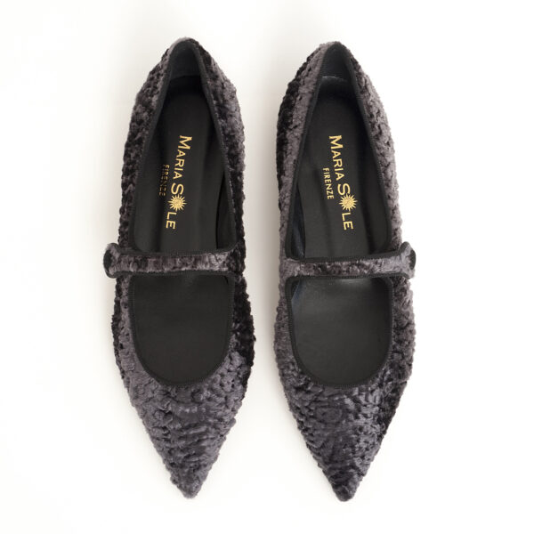 Ballerina Mary Jane Astrakan Dark Grey